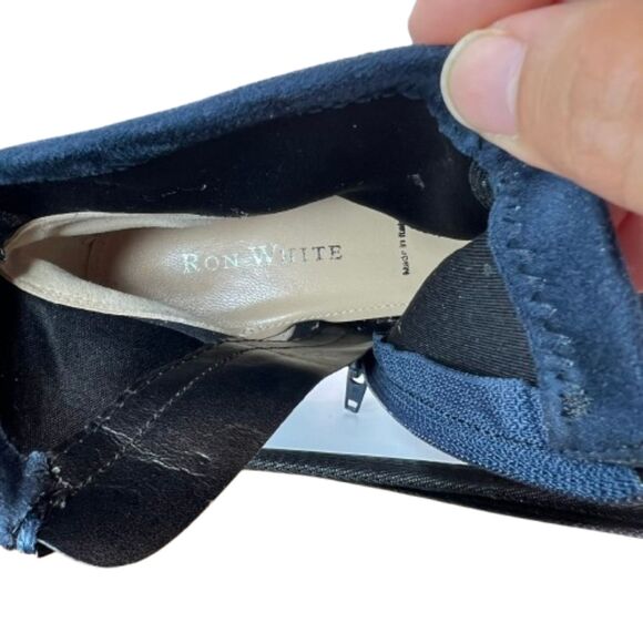 NEW Ron White Women's Ginette Block Heel Suede Blue Booties Size 39/ US Size 8.5 - Picture 6 of 8